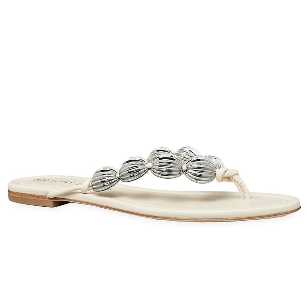 New TORY BURCH Capri Beaded Goat Leather Sandals Size 9